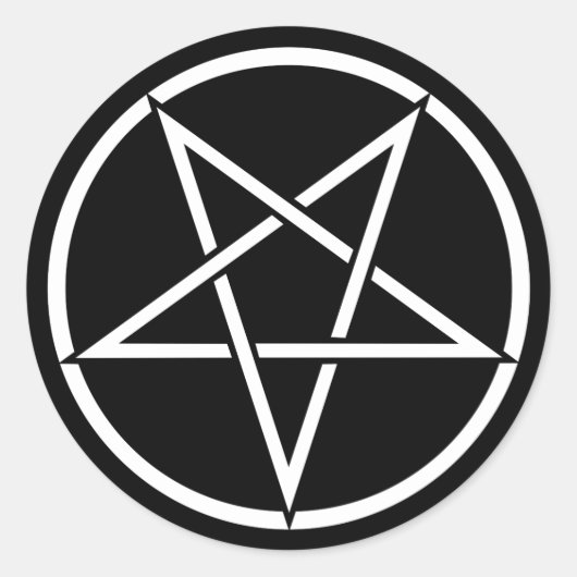 反転ペンタグラム(背景色はカスタマイズ可能) ラウンドシール (正面)