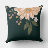 反転可能な花の葉黒い緑の背景  クッション (裏面)