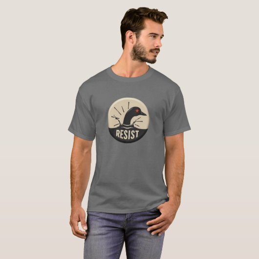 反逆のアホウドリ 頭からダイブ – RESIST バッジ Tシャツ (正面フル)