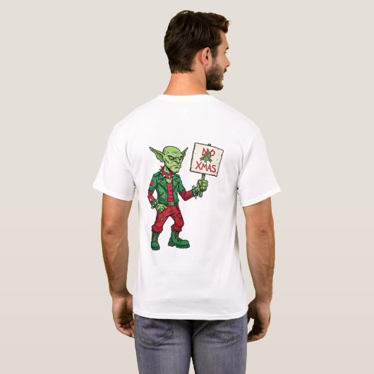 反逆のエイリアン風クリスマスお断り Tシャツ (裏面フル)