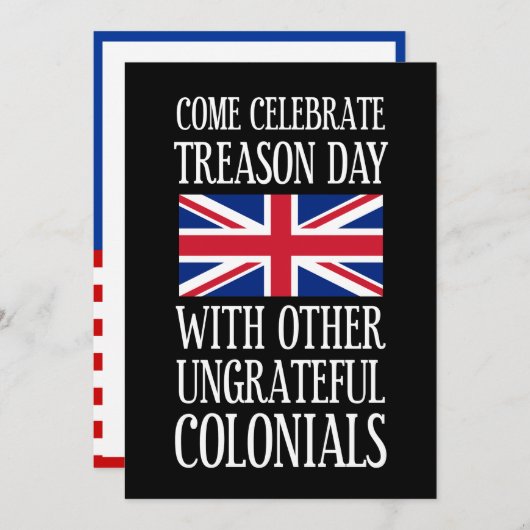 反逆の日恩知らずの植民地7月4日のユーモア 招待状 (正面/裏面)