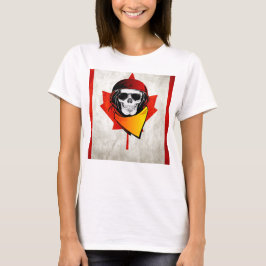 反逆スカル動揺してカナダ国旗 Tシャツ