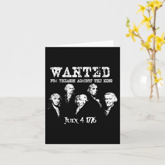 反逆者として指名手配されている建国父たち1776年独立記念日 カード (黄色い花)