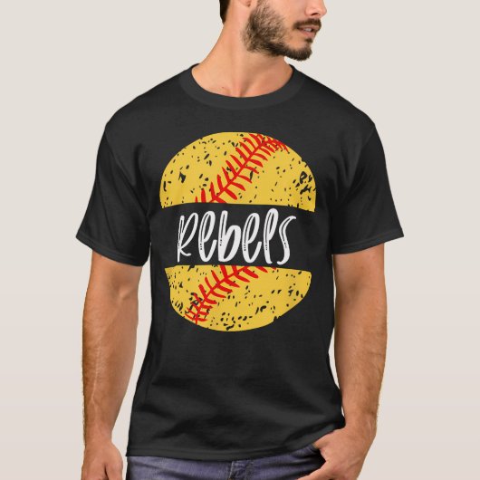 反逆者ソフトボールチームマスコットスクール精神試合 Tシャツ (正面)