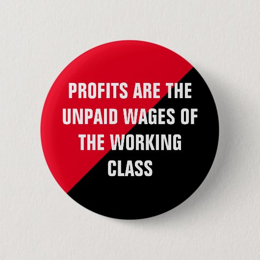 収益は未払いの賃金 缶バッジ (正面)