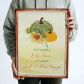 収穫かわいいカボチャひまわり黄色の赤ちゃんシャワー 招待状