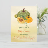 収穫かわいいカボチャひまわり黄色の赤ちゃんシャワー 招待状 (スタンド正面)
