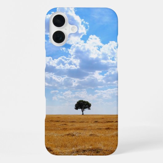 収穫した小麦畑の木 iPhoneケース (裏面)