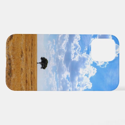 収穫した小麦畑の木 iPhoneケース (裏面横)