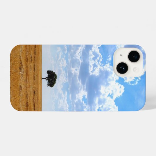 収穫した小麦畑の木 iPhoneケース (裏面横)