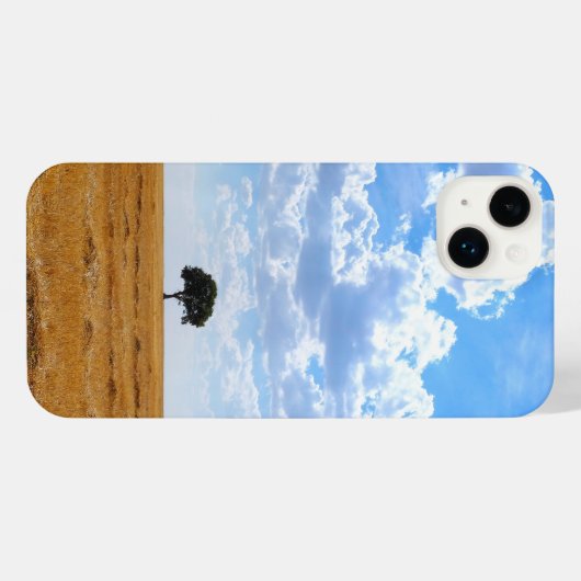 収穫した小麦畑の木 iPhoneケース (裏面横)