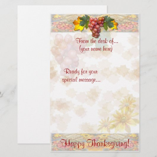 収穫つる植物～静止# 2 便箋 (正面/裏面)