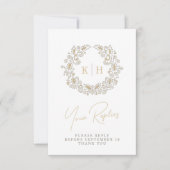 収穫のイニシャル付き秋の結婚式RSVP 出欠カード (正面)
