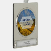 収穫の後の小麦畑 シルバープレートバナーオーナメント (右)