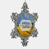 収穫の後の小麦畑 スノーフレークピューターオーナメント (左)