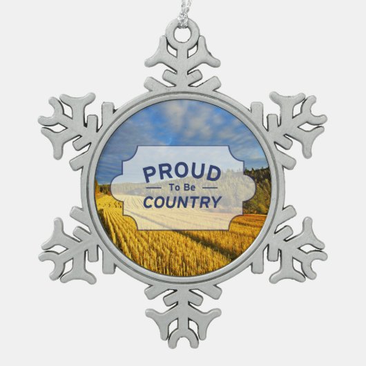 収穫の後の小麦畑 スノーフレークピューターオーナメント (正面)