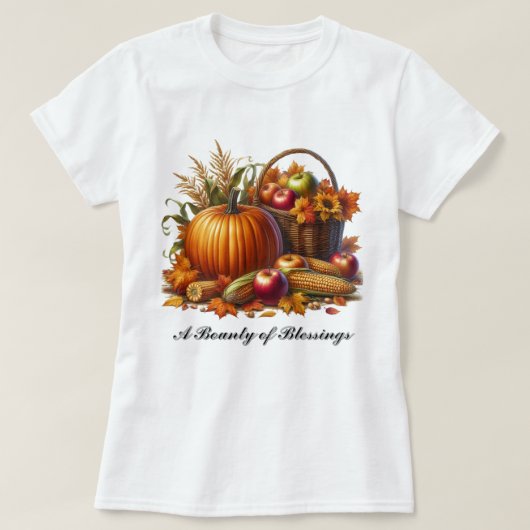 収穫の恵みに感謝 秋の豊かさ レディース Tシャツ (デザイン正面)