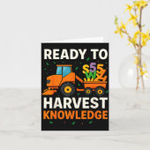 収穫の準備ができたトラクター農家教師 カード (黄色い花)