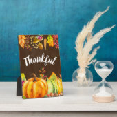 収穫カボチャと紅葉は感謝状縁ど態 フォトプラーク (側面)