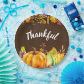 収穫カボチャと紅葉は感謝状縁ど態 ペーパープレート (パーティー)