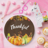 収穫カボチャと紅葉は感謝状縁ど態 ペーパープレート (パーティー)