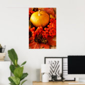 収穫カボチャと紅葉2 ポスター (ホームオフィス)