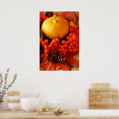 収穫カボチャと紅葉2 ポスター (キッチン)