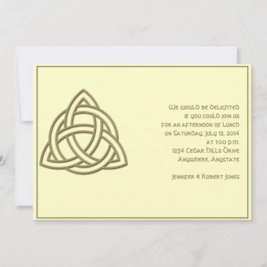 収穫ケルト結び目模様金ゴールドと神話アイボリーパーティー 招待状 (正面)