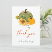 収穫可愛いカボチャひまわり赤ちゃんシャワー サンキューカード (スタンド正面)