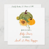 収穫可愛いカボチャひまわり赤ちゃんシャワー 招待状 (正面/裏面)