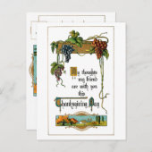 収穫場面と感謝祭の挨拶 シーズンポストカード (正面/裏面)