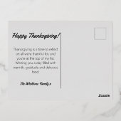 収穫子猫オレンジキャットカボチャ感謝祭 箔シーズンポストカード (裏面)