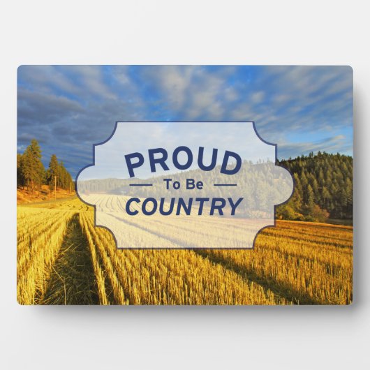 収穫後の小麦畑 フォトプラーク (正面)