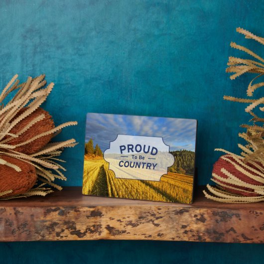 収穫後の小麦畑 フォトプラーク (側面)