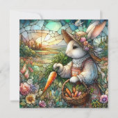 収穫復活祭の美しいステンドグラスのバニー シーズンカード (正面)