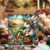 収穫復活祭の美しいステンドグラスのバニー シーズンカード