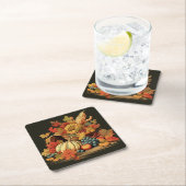 収穫恵みバスケット：豊かな饗宴 スクエアペーパーコースター (インサイチュ)