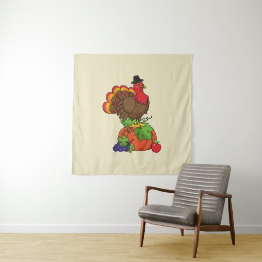 収穫感謝祭でかわいい七面鳥 タペストリー (インサイチュ)