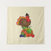 収穫感謝祭でかわいい七面鳥 タペストリー (正面)