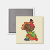 収穫感謝祭でかわいい七面鳥 マグネット (正面/裏面)