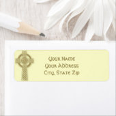 収穫時のケルト十字金ゴールドと神話のアイボリーワイン ラベル (インサイチュ)