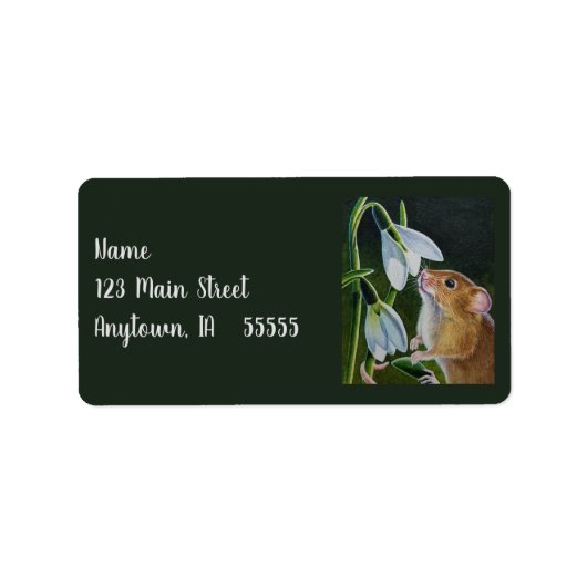 収穫時のマウスの匂いスノードロップウォーターカラーアート ラベル (正面)