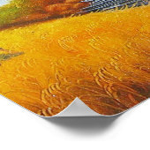 収穫時期：山のある田園風景 ポスター (角)