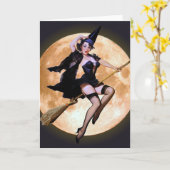 収穫月を狙ったピンクアップの魔女 カード (黄色い花)