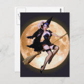 収穫月を狙ったピンクアップの魔女 ポストカード (正面/裏面)