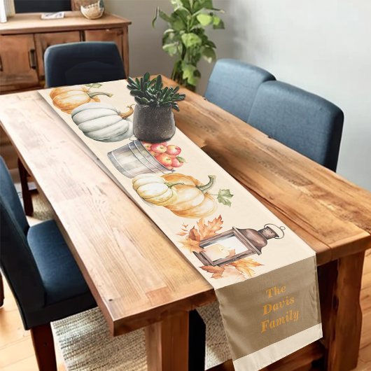 収穫期の家族に感謝の気持ちを ショートテーブルランナー