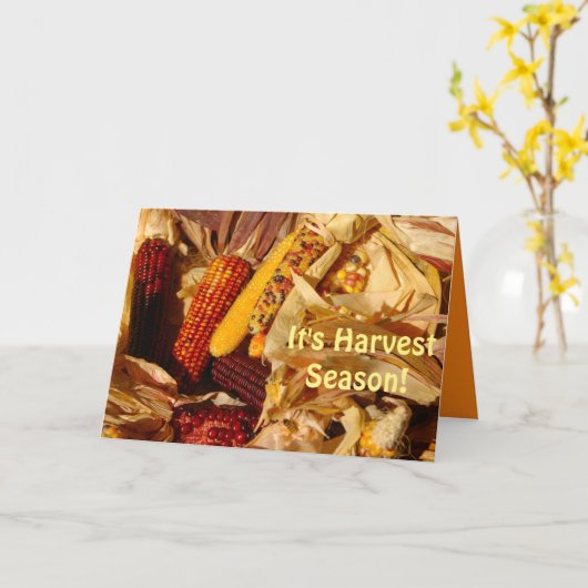 収穫期の秋の情景かわいらし挨拶 カード (黄色い花)