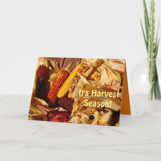 収穫期の秋の情景かわいらし挨拶 カード (正面)