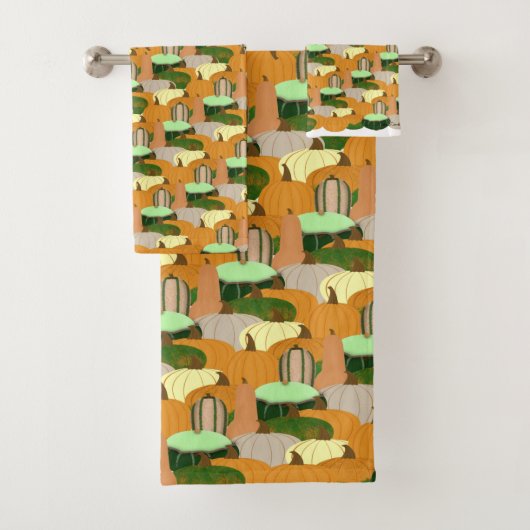 収穫柄秋のカボチャ バスタオルセット (インサイチュ)