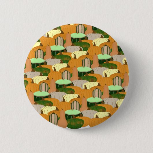 収穫柄秋のカボチャ 缶バッジ (正面)